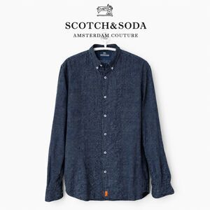 Scotch & Soda Amsterdam Couture Navy Micro Dot Button Down Shirt Mens XXL